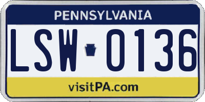 PA license plate LSW0136
