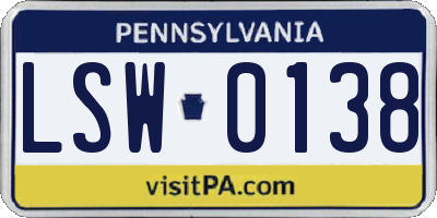 PA license plate LSW0138