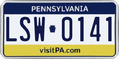 PA license plate LSW0141