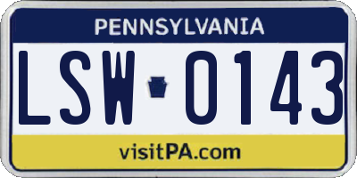 PA license plate LSW0143