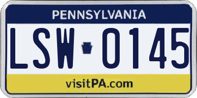 PA license plate LSW0145