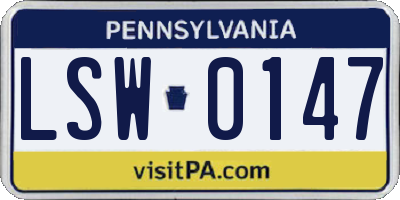 PA license plate LSW0147