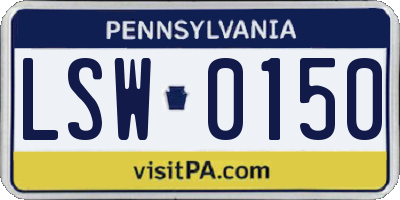 PA license plate LSW0150