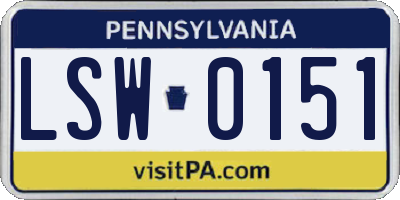 PA license plate LSW0151