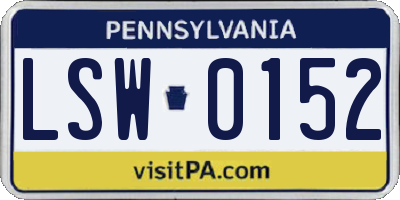 PA license plate LSW0152