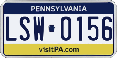 PA license plate LSW0156
