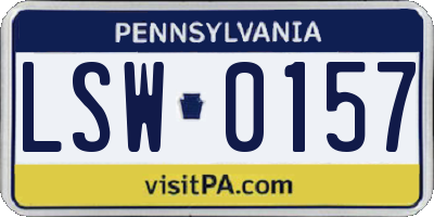 PA license plate LSW0157