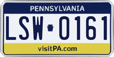 PA license plate LSW0161