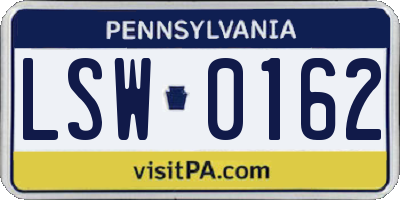 PA license plate LSW0162