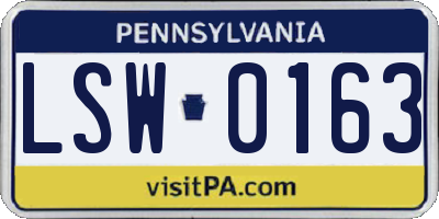 PA license plate LSW0163