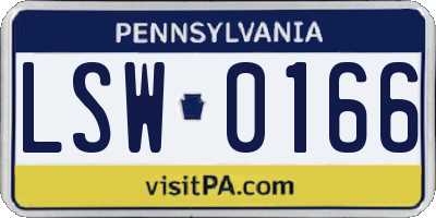 PA license plate LSW0166