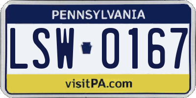 PA license plate LSW0167