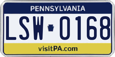 PA license plate LSW0168