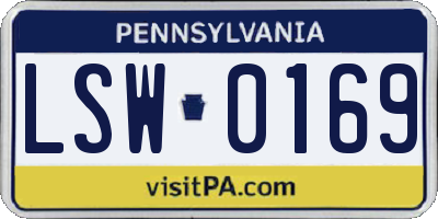 PA license plate LSW0169