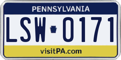 PA license plate LSW0171