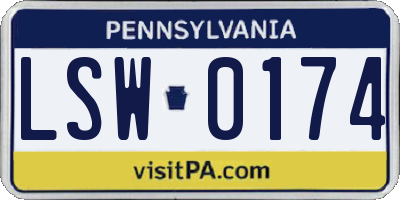 PA license plate LSW0174