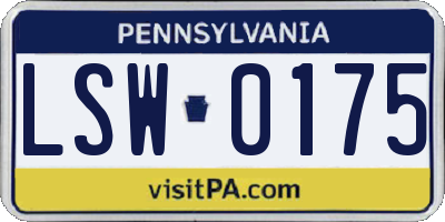 PA license plate LSW0175