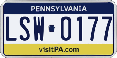 PA license plate LSW0177