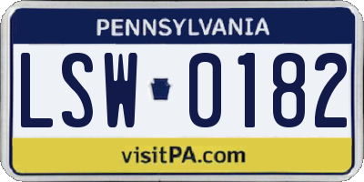 PA license plate LSW0182