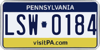 PA license plate LSW0184