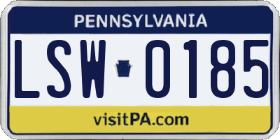 PA license plate LSW0185