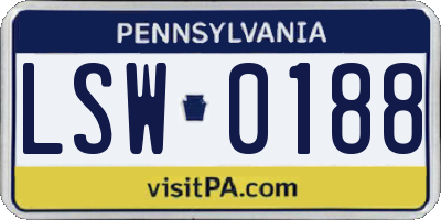 PA license plate LSW0188