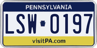 PA license plate LSW0197