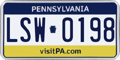 PA license plate LSW0198