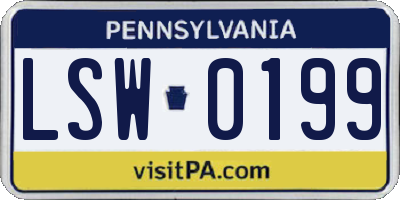 PA license plate LSW0199