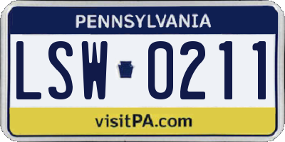 PA license plate LSW0211