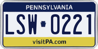 PA license plate LSW0221