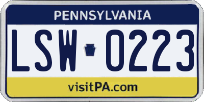 PA license plate LSW0223