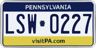 PA license plate LSW0227