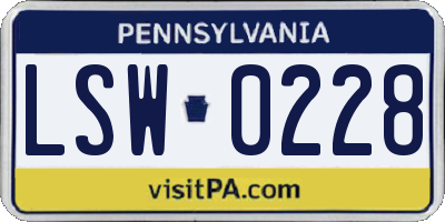 PA license plate LSW0228