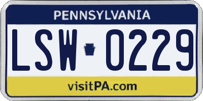 PA license plate LSW0229