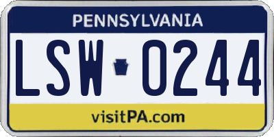 PA license plate LSW0244