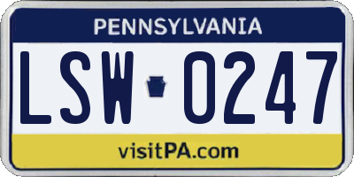 PA license plate LSW0247