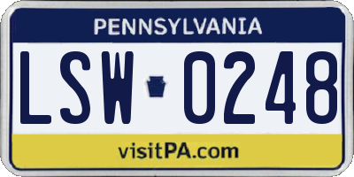 PA license plate LSW0248