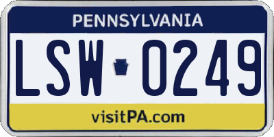 PA license plate LSW0249