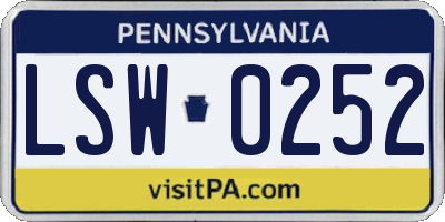 PA license plate LSW0252