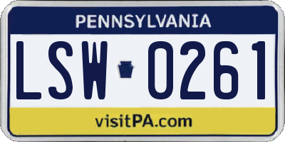 PA license plate LSW0261