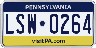 PA license plate LSW0264