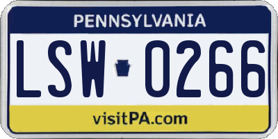 PA license plate LSW0266