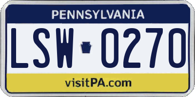 PA license plate LSW0270