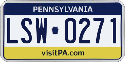 PA license plate LSW0271
