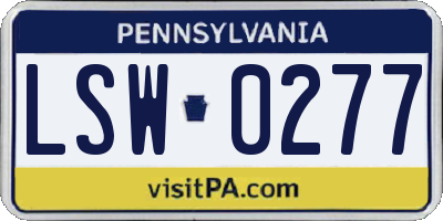 PA license plate LSW0277