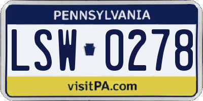 PA license plate LSW0278