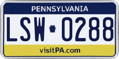 PA license plate LSW0288