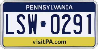 PA license plate LSW0291