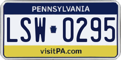 PA license plate LSW0295